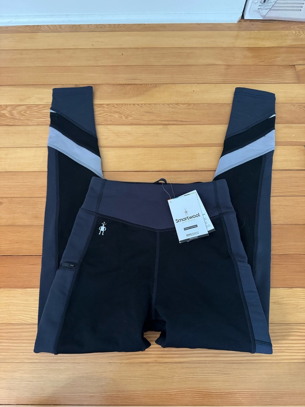 Smartwool Womens XS Black and Gray Colorblock fleece lined Performance Leggings